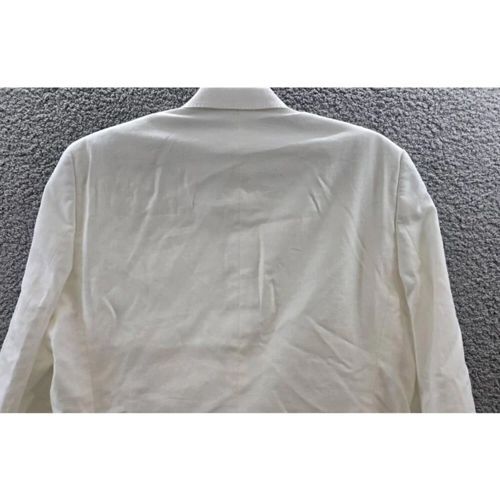 Tayion Collection Linen Two Button Blazer Jacket Men's 44L White Long Sleeve